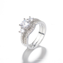 2pcs prata 925 anel de noivado diamante fantasia feminina puro branco elegante luxo casamento anel de pedras preciosas mulheres